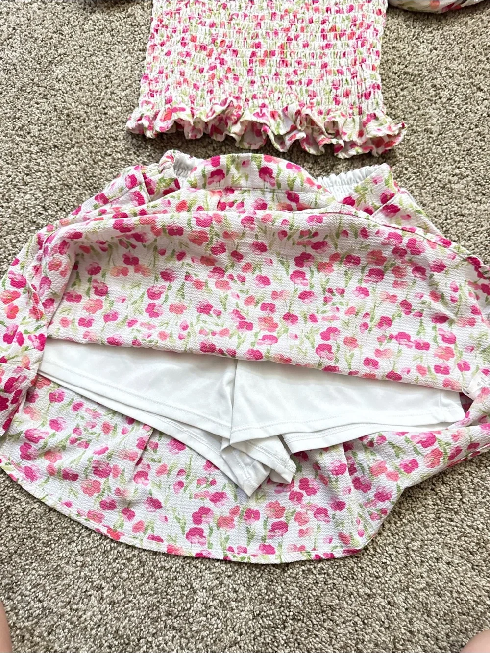 Speechless Girls White Pink Green Smocked Sweater